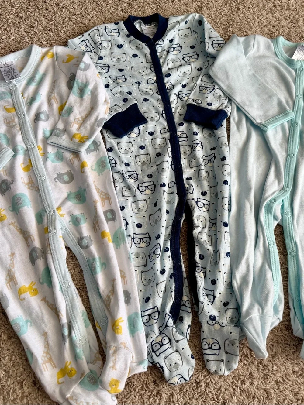 3-Piece Baby Footed Pajamas